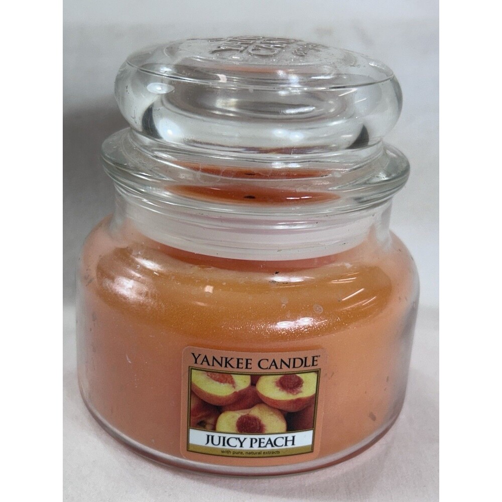 Yankee Candle Fresh Peach Housewarmer Jar Candle 14.5 oz Single Wick Used
